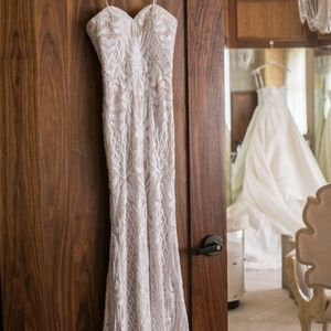 Olivia White Sequin Strapless Maxi Dress